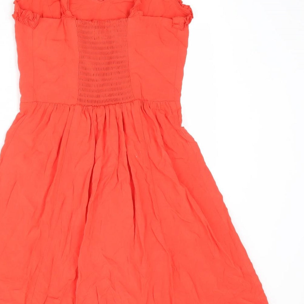 New Look Womens Red Viscose Slip Dress Size 8 V-Neck Pullover