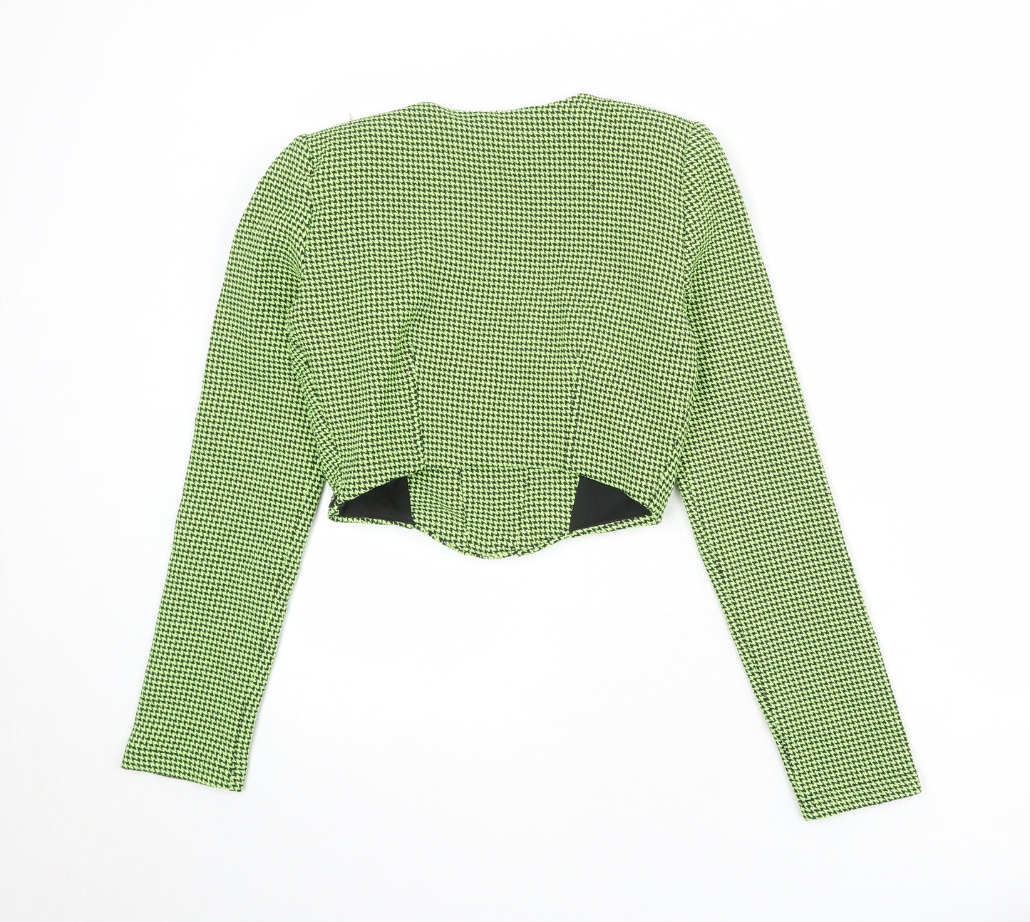 Zara Womens Green Geometric Polyester Cropped Tank Size S Square Neck