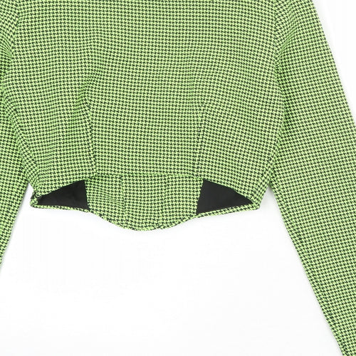 Zara Womens Green Geometric Polyester Cropped Tank Size S Square Neck