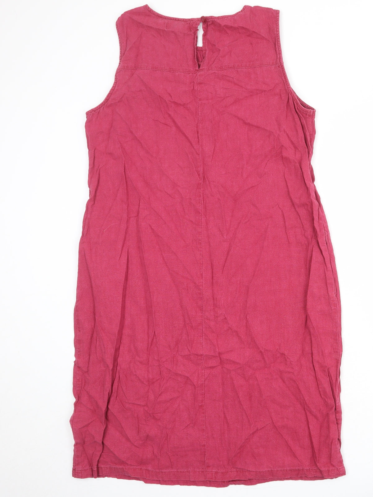 NEXT Womens Pink Linen A-Line Size 16 Round Neck Button