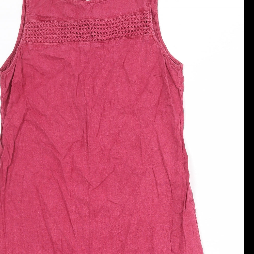 NEXT Womens Pink Linen A-Line Size 16 Round Neck Button