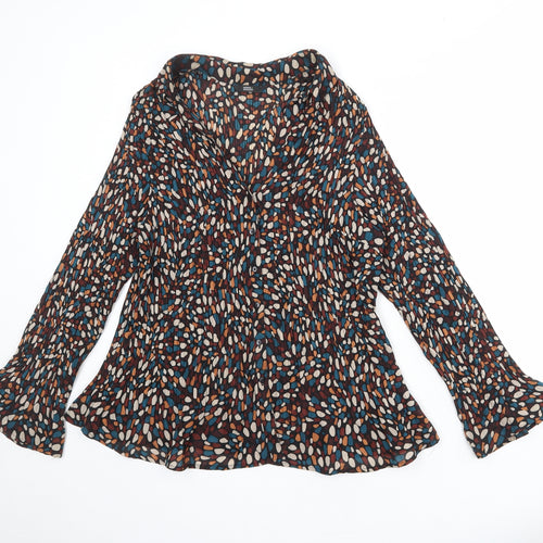 Marks and Spencer Womens Multicoloured Geometric Polyester Basic Blouse Size 20 V-Neck