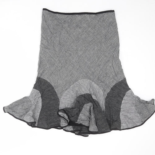 Per Una Womens Grey Cotton Swing Skirt Size 16 Zip