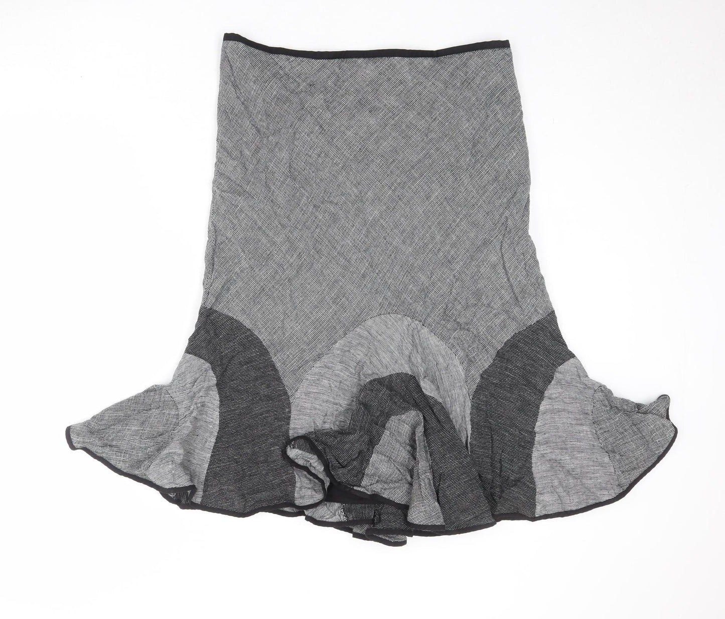 Per Una Womens Grey Cotton Swing Skirt Size 16 Zip