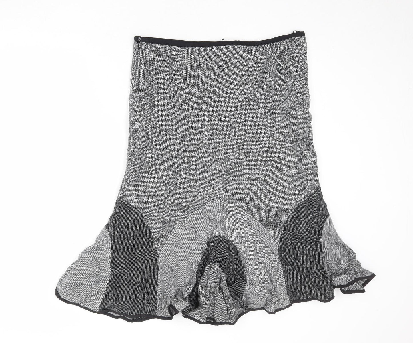 Per Una Womens Grey Cotton Swing Skirt Size 16 Zip