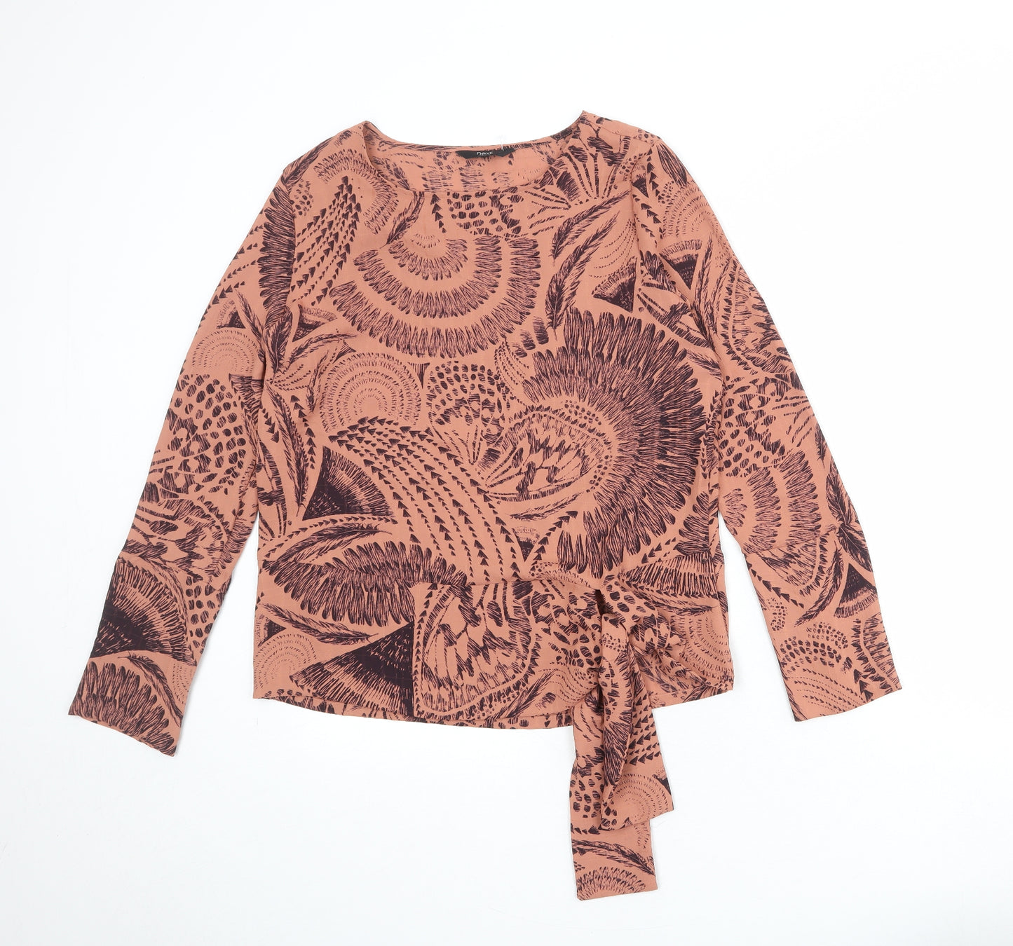 NEXT Womens Pink Geometric Polyester Basic Blouse Size 10 Round Neck