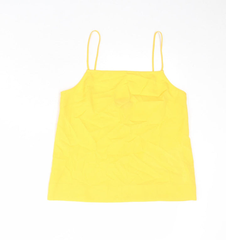 Topshop Womens Yellow Polyester Basic Tank Size 6 Square Neck
