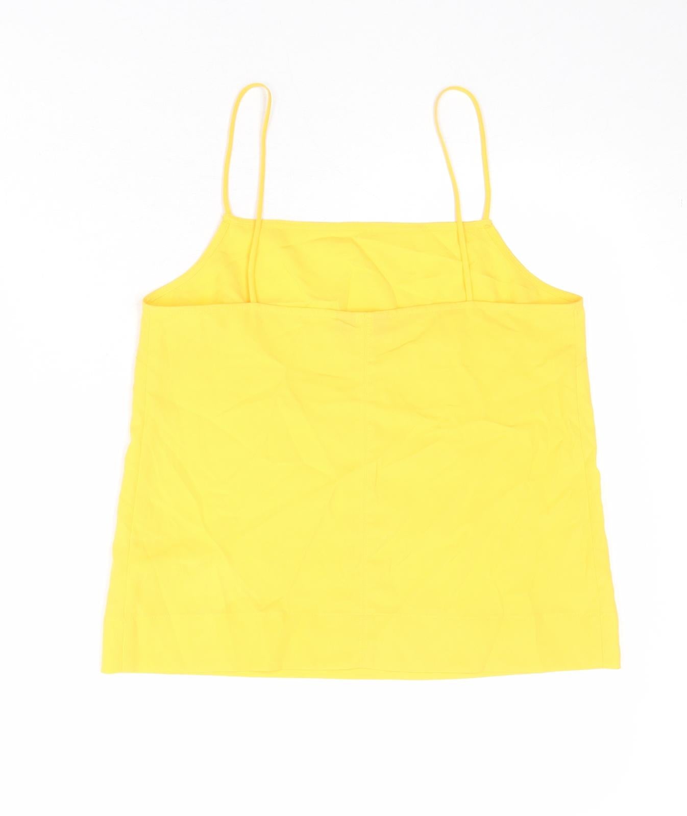 Topshop Womens Yellow Polyester Basic Tank Size 6 Square Neck