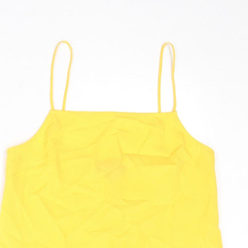Topshop Womens Yellow Polyester Basic Tank Size 6 Square Neck