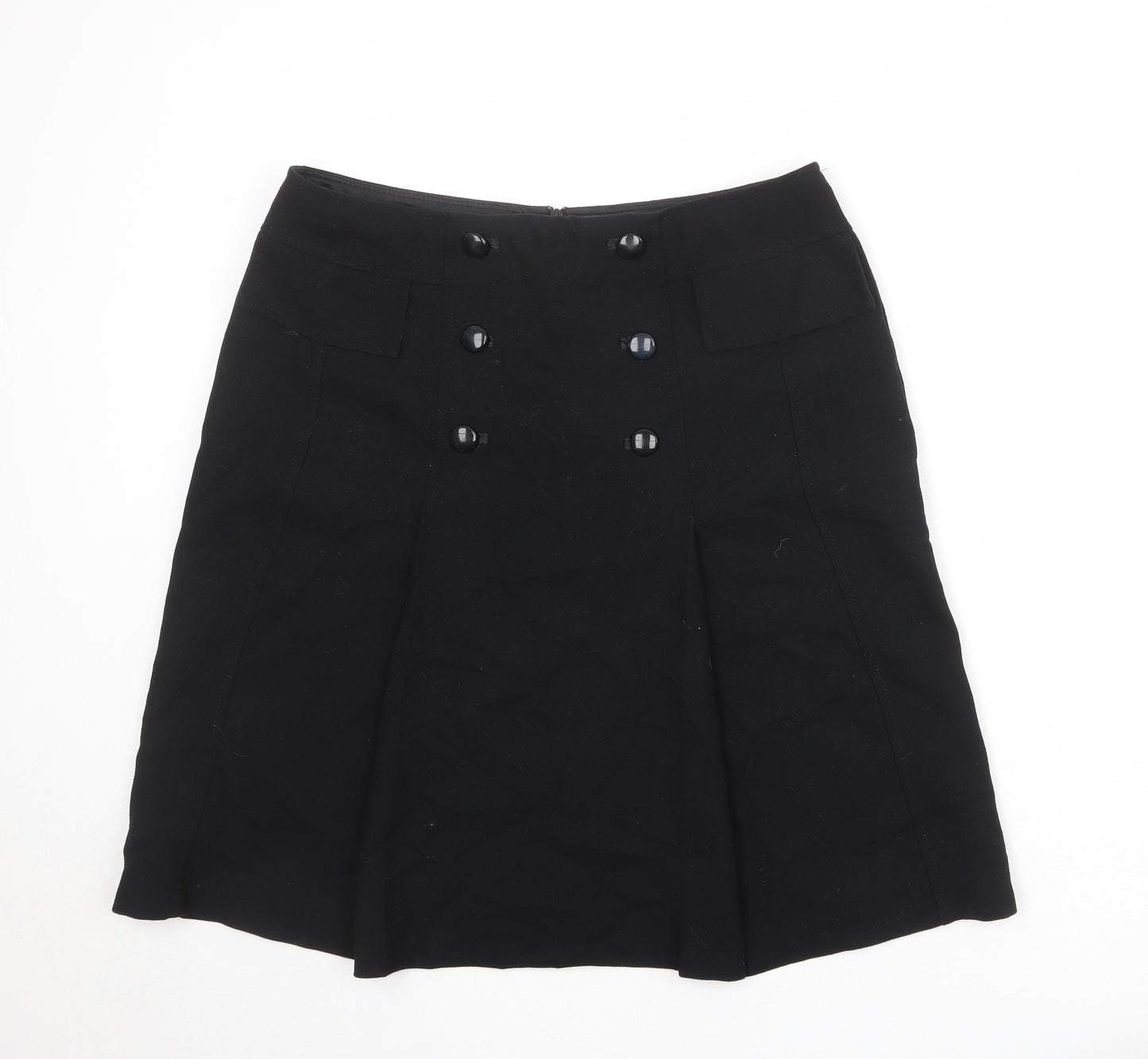 Autograph Womens Black Polyester Swing Skirt Size 16 Zip