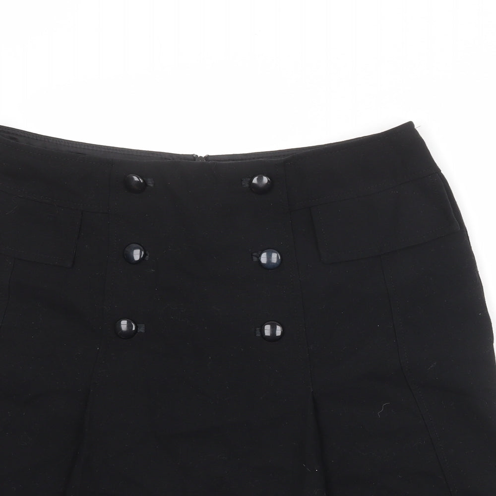 Autograph Womens Black Polyester Swing Skirt Size 16 Zip