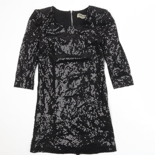 Influence Womens Black Polyester A-Line Size 12 Round Neck Zip