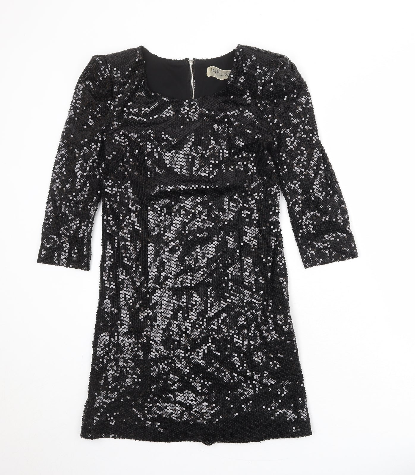 Influence Womens Black Polyester A-Line Size 12 Round Neck Zip