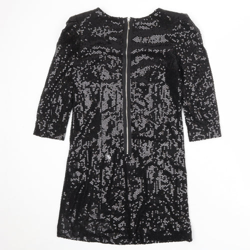 Influence Womens Black Polyester A-Line Size 12 Round Neck Zip