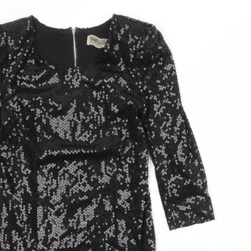 Influence Womens Black Polyester A-Line Size 12 Round Neck Zip