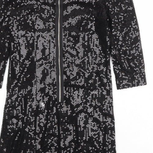 Influence Womens Black Polyester A-Line Size 12 Round Neck Zip
