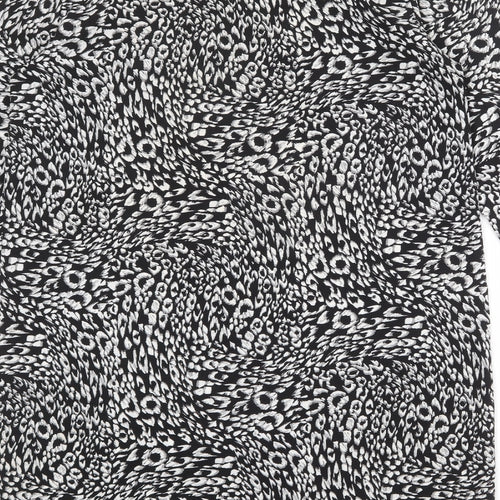 Moss Copenhagen Womens Black Animal Print Polyester A-Line Size S Round Neck Button - Leopard pattern