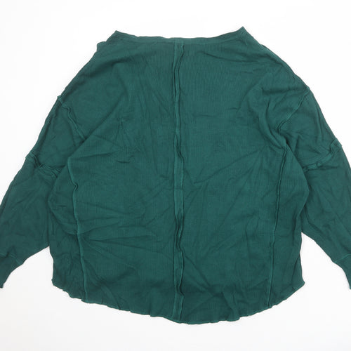 NEXT Womens Green Boat Neck Herringbone 100% Cotton Pullover Jumper Size L