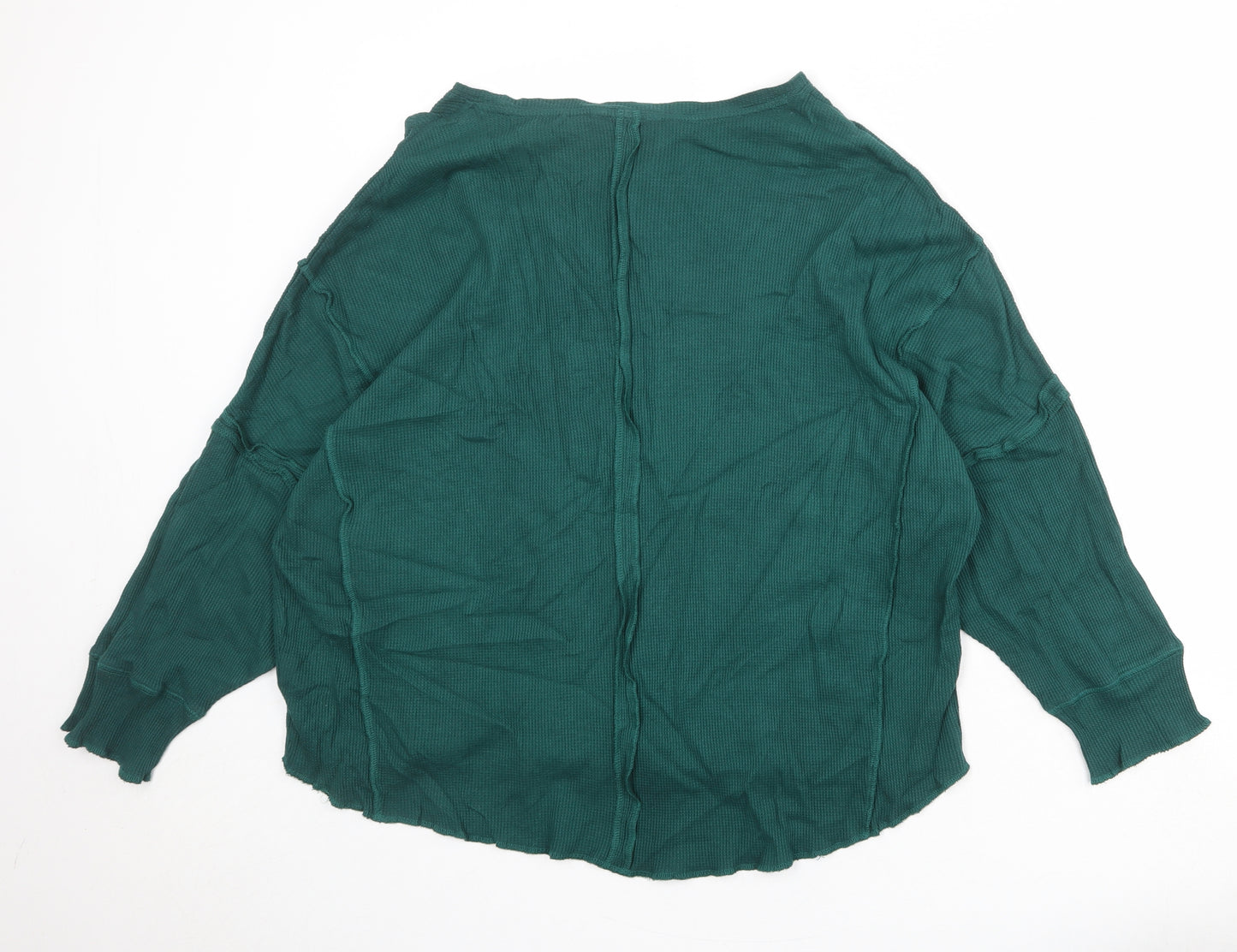 NEXT Womens Green Boat Neck Herringbone 100% Cotton Pullover Jumper Size L