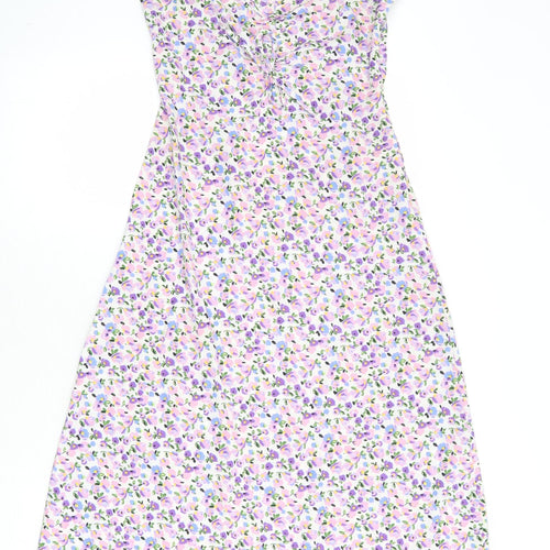 Wednesday's Girl Womens Multicoloured Floral Polyester Maxi Size XS V-Neck Zip
