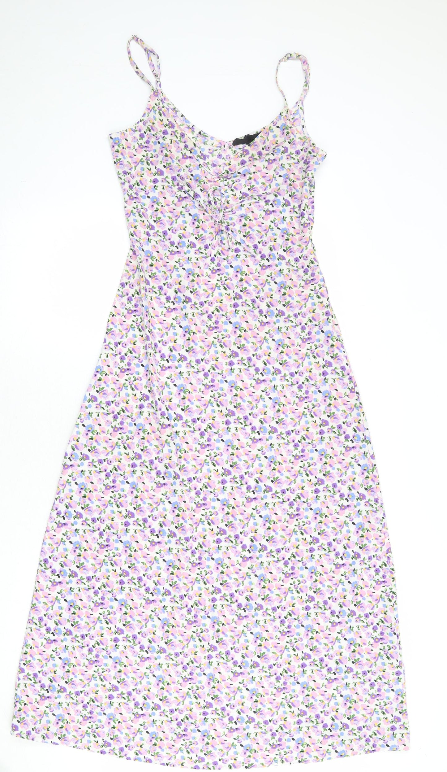 Wednesday's Girl Womens Multicoloured Floral Polyester Maxi Size XS V-Neck Zip