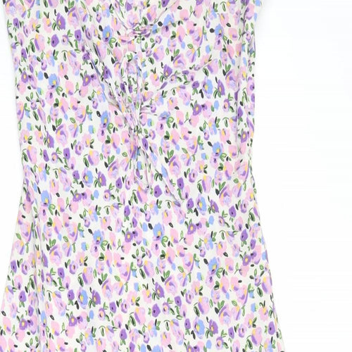 Wednesday's Girl Womens Multicoloured Floral Polyester Maxi Size XS V-Neck Zip