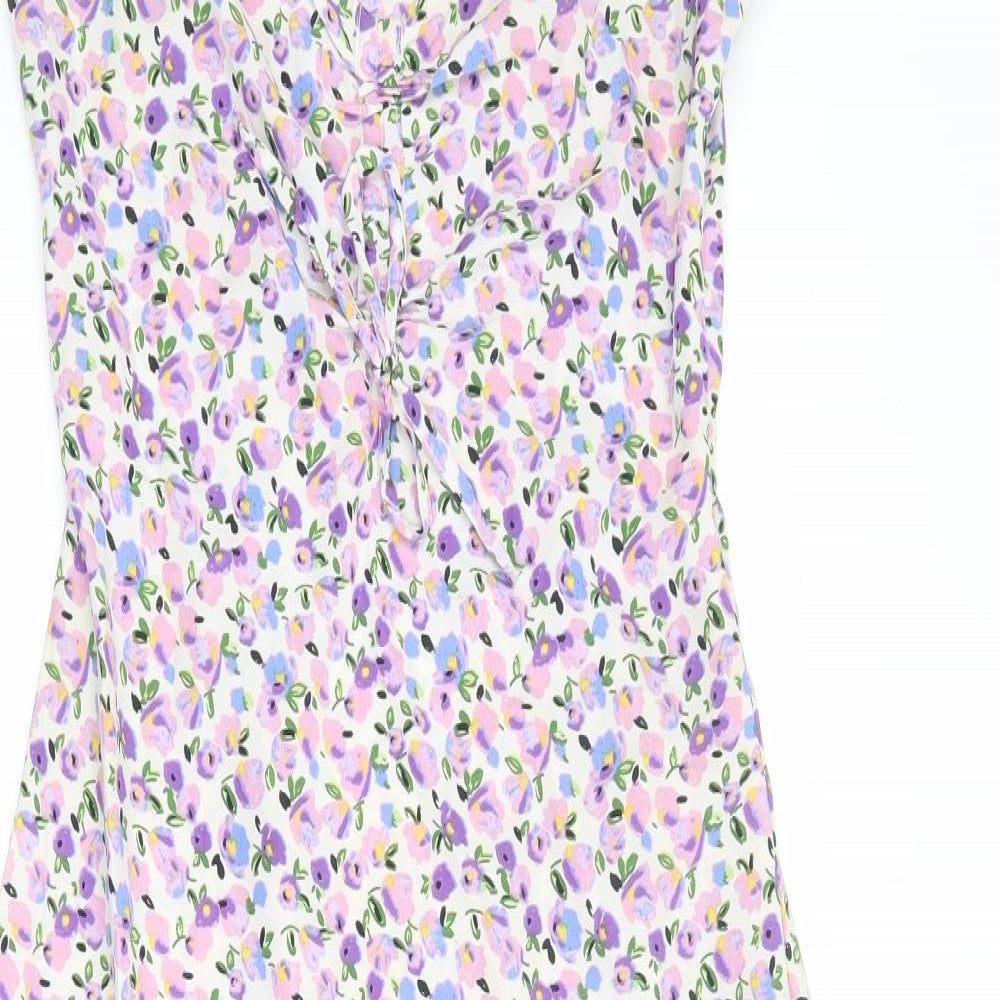 Wednesday's Girl Womens Multicoloured Floral Polyester Maxi Size XS V-Neck Zip