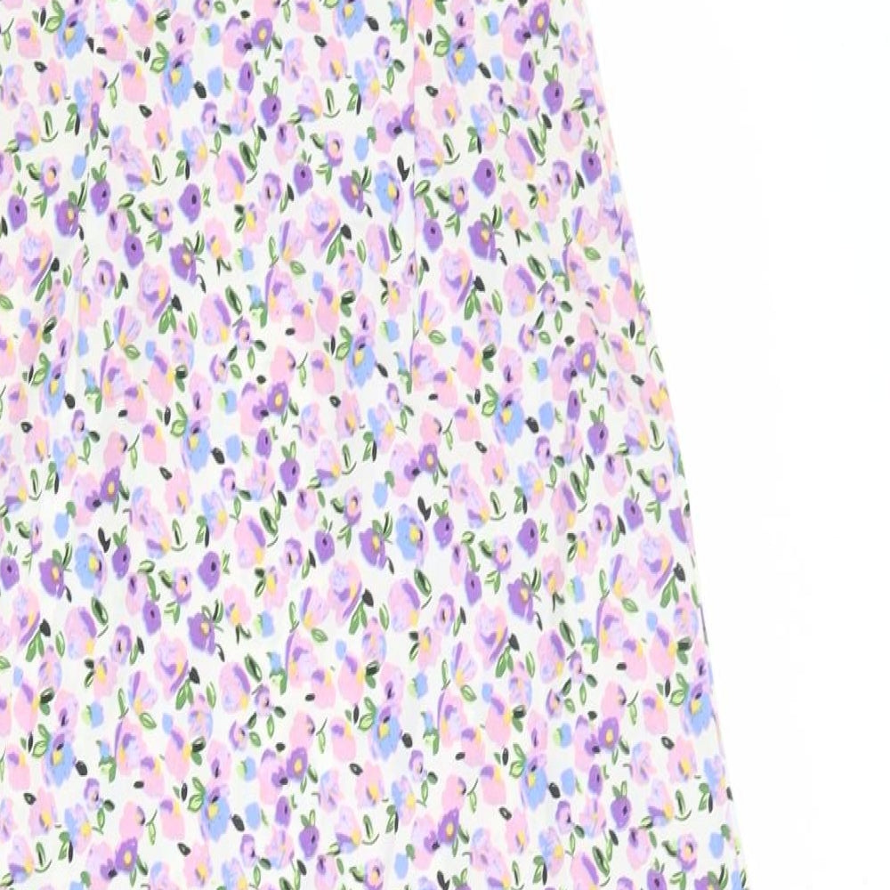 Wednesday's Girl Womens Multicoloured Floral Polyester Maxi Size XS V-Neck Zip
