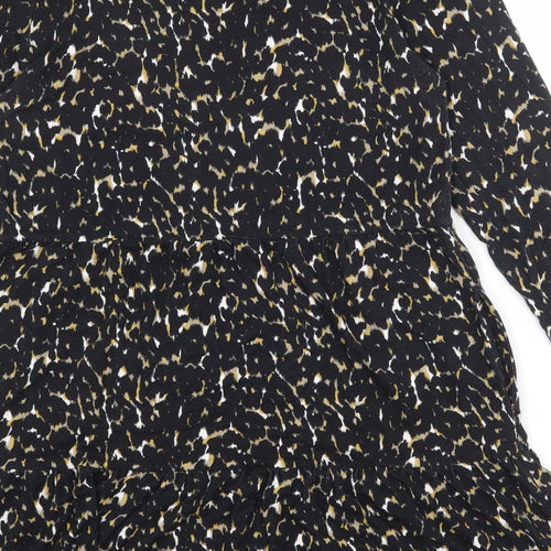 Baukjen Womens Black Animal Print Viscose Jumper Dress Size 14 Round Neck Pullover - Leopard pattern