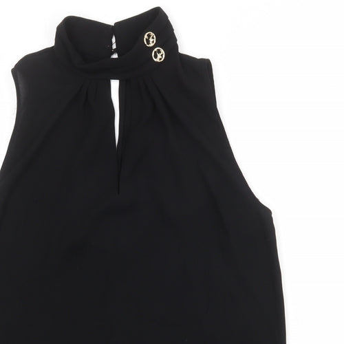 River Island Womens Black Polyester Basic Tank Size 12 Mock Neck