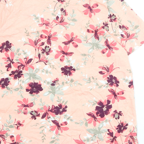 Julipa Womens Pink Floral 100% Cotton Basic T-Shirt Size 22 Scoop Neck