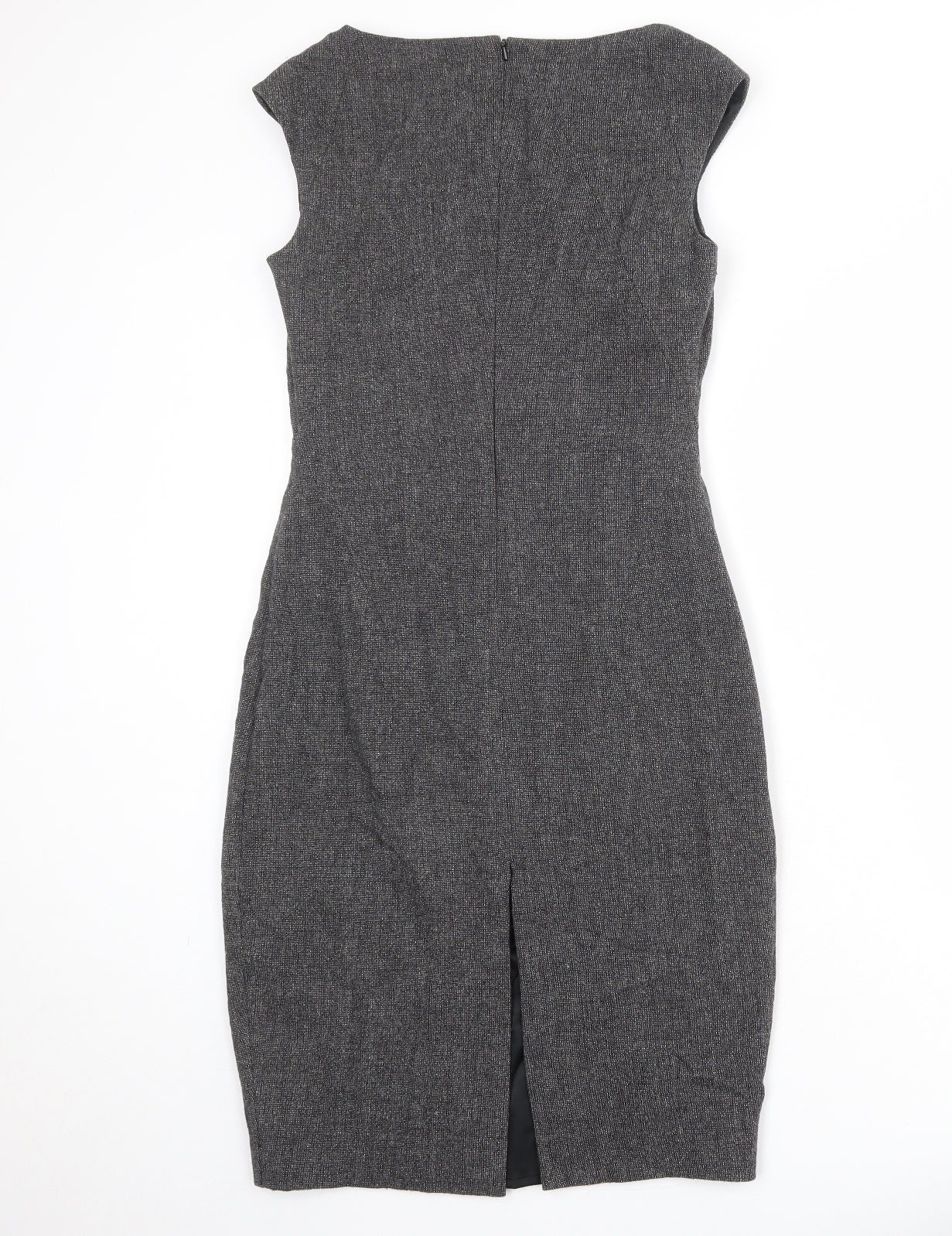 L.K. Bennett Womens Grey Wool Shift Size 10 V-Neck Zip