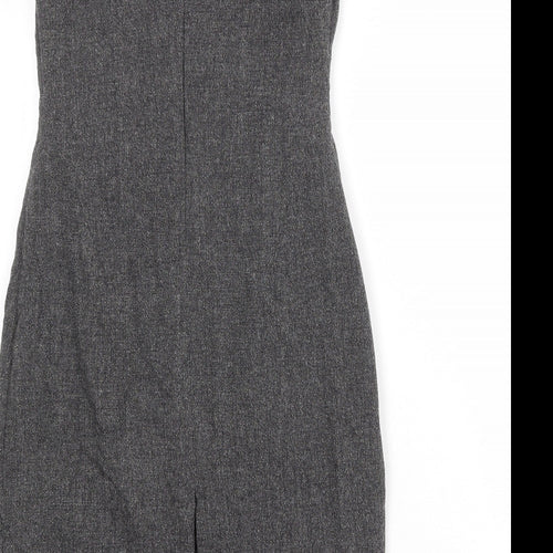 L.K. Bennett Womens Grey Wool Shift Size 10 V-Neck Zip