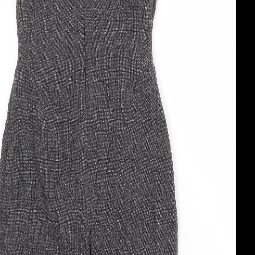 L.K. Bennett Womens Grey Wool Shift Size 10 V-Neck Zip