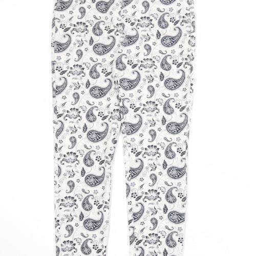 Mango Womens Ivory Paisley Polyester Trousers Size 8 Regular Zip