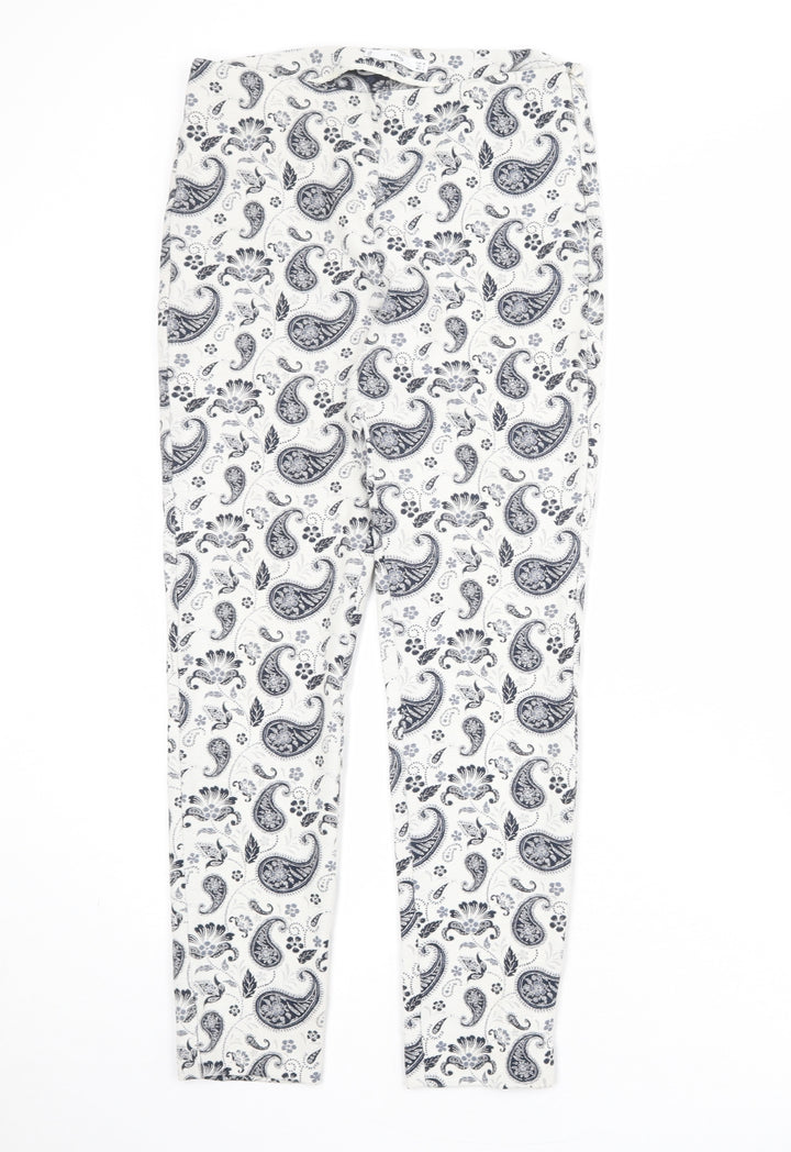 Mango Womens Ivory Paisley Polyester Trousers Size 8 Regular Zip