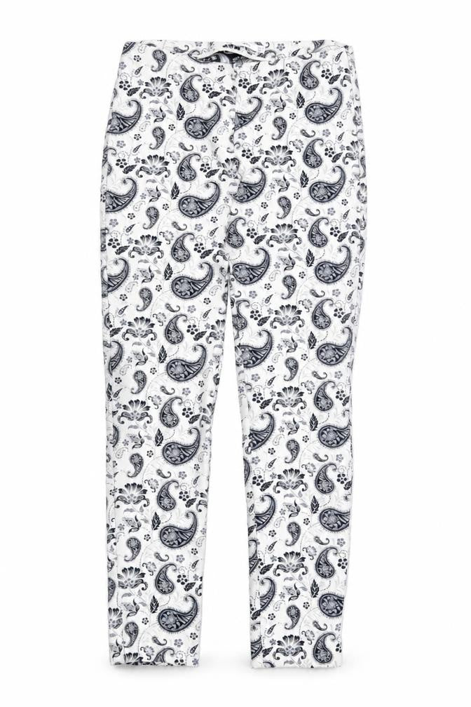 Mango Womens Ivory Paisley Polyester Trousers Size 8 Regular Zip