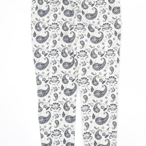 Mango Womens Ivory Paisley Polyester Trousers Size 8 Regular Zip
