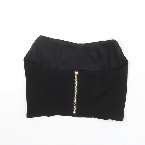 Nasty Gal Girls Black Polyester Cropped Tank Size S Sweetheart Zip
