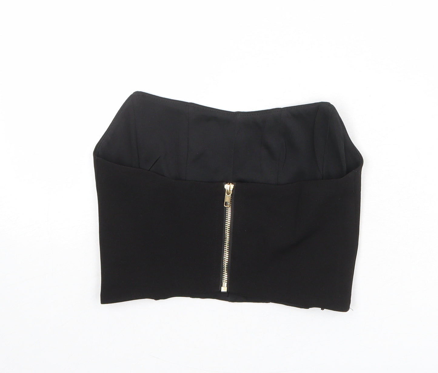 Nasty Gal Girls Black Polyester Cropped Tank Size S Sweetheart Zip