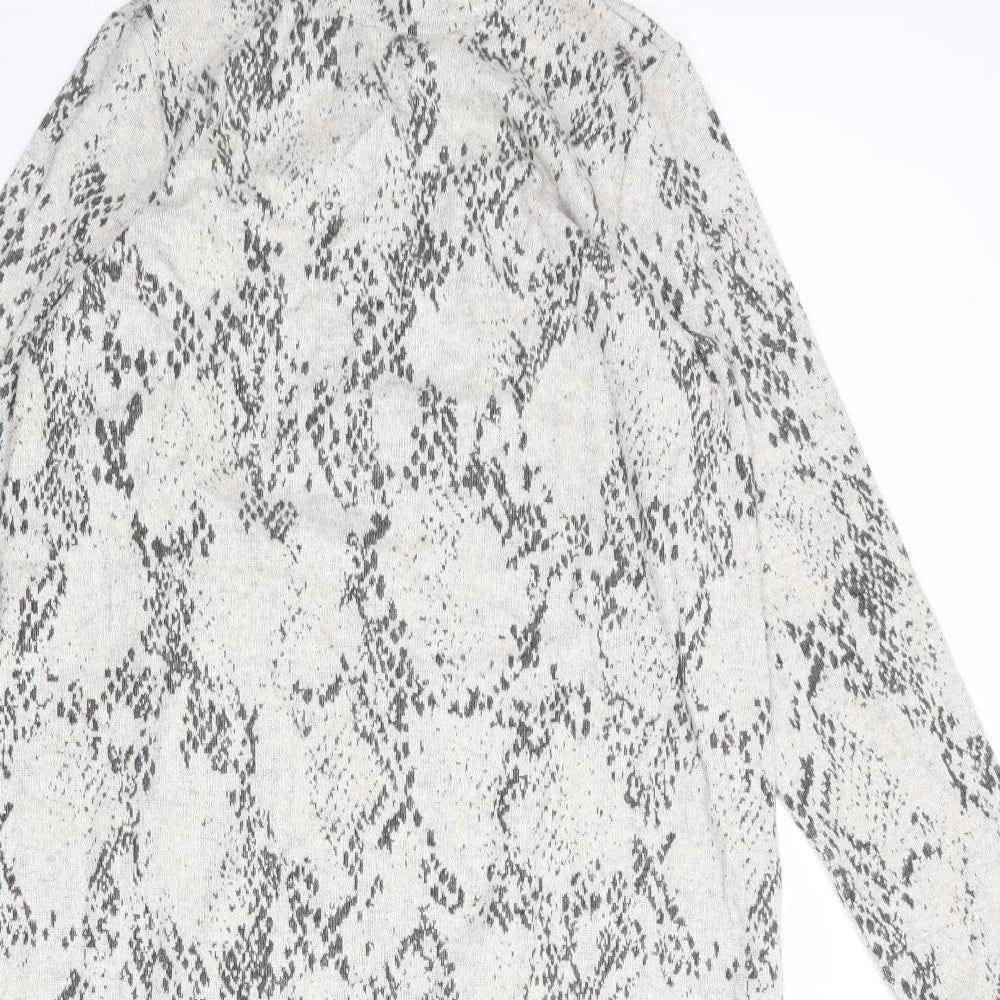 Marks and Spencer Womens Grey Animal Print Viscose Jumper Dress Size 14 Mock Neck Pullover - Snakeskin pattern