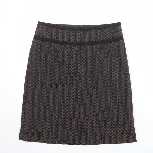 Marks and Spencer Womens Grey Geometric Polyester A-Line Skirt Size 10 Zip