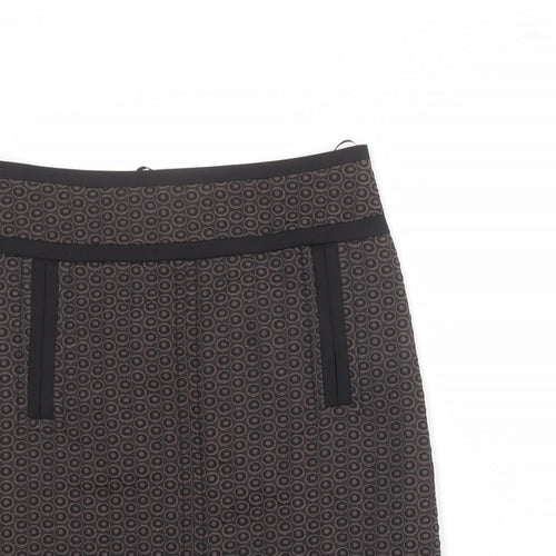Marks and Spencer Womens Grey Geometric Polyester A-Line Skirt Size 10 Zip
