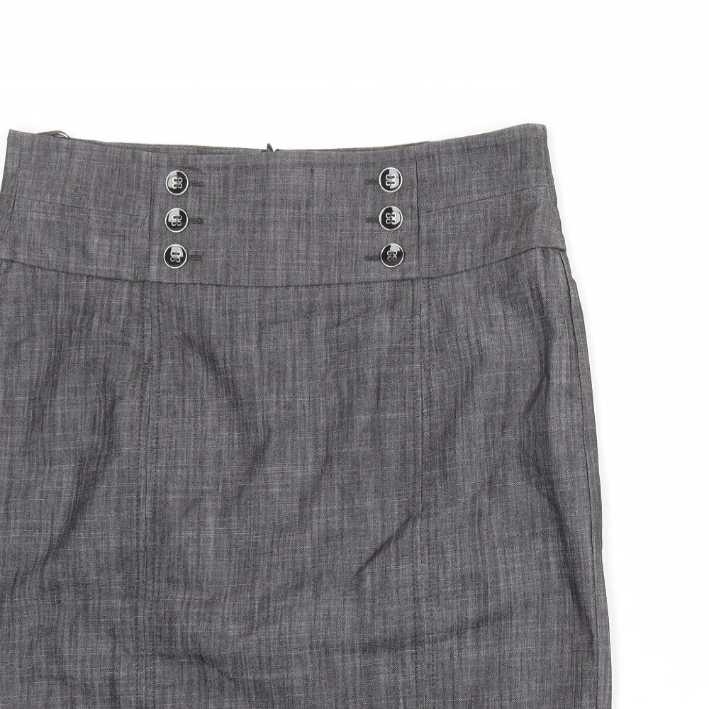 Principles Girls Grey Cotton Straight & Pencil Skirt Size 12 Years Regular Zip