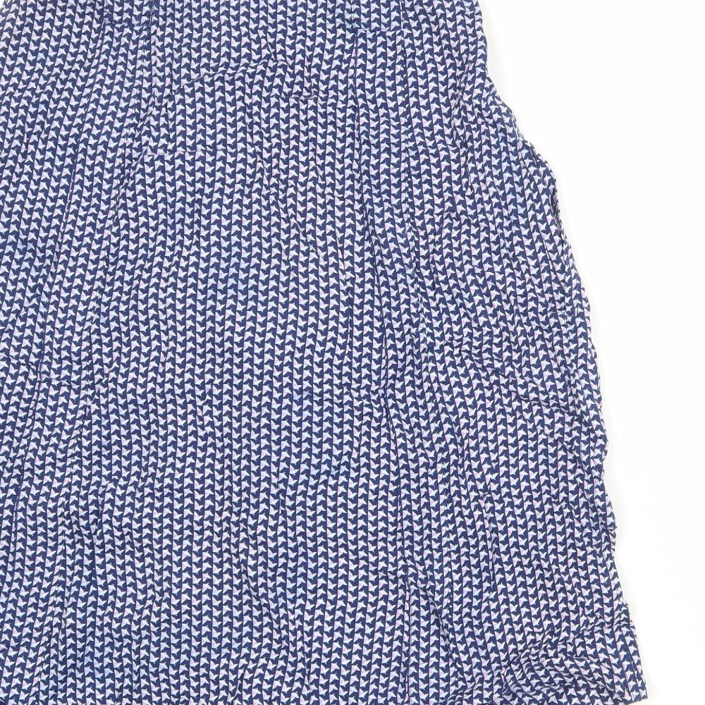 Dries Van Noten Womens Blue Geometric Viscose A-Line Skirt Size 8 Button