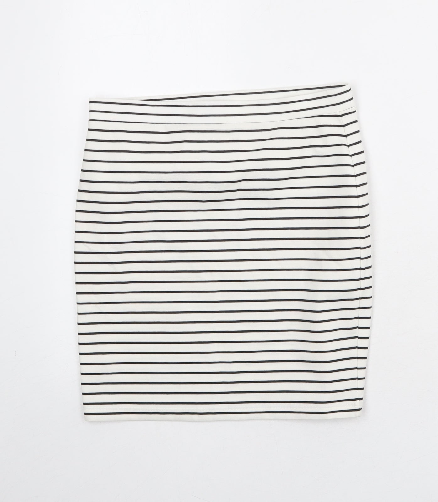 Miss Selfridge Womens White Striped Polyester Bandage Skirt Size 12