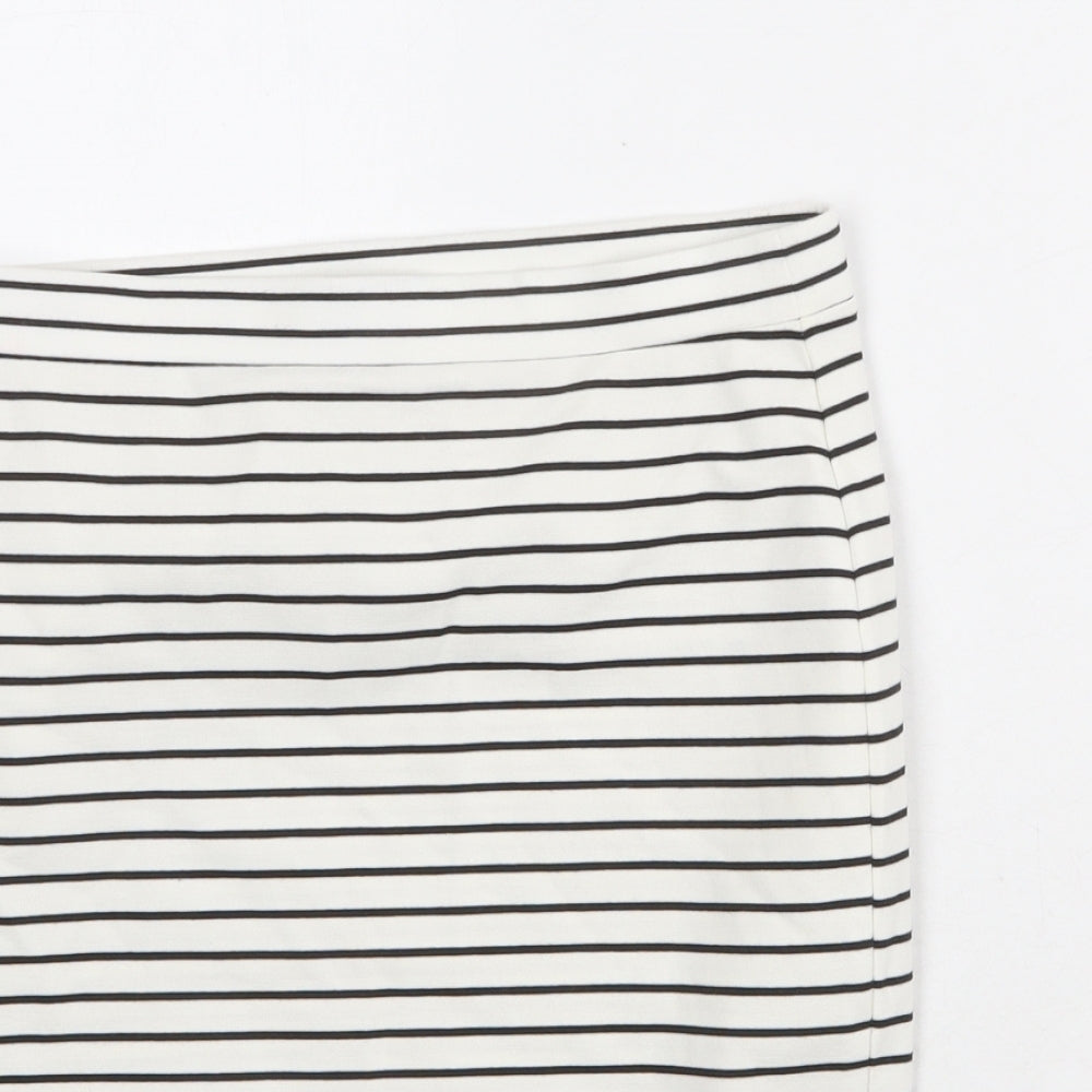 Miss Selfridge Womens White Striped Polyester Bandage Skirt Size 12