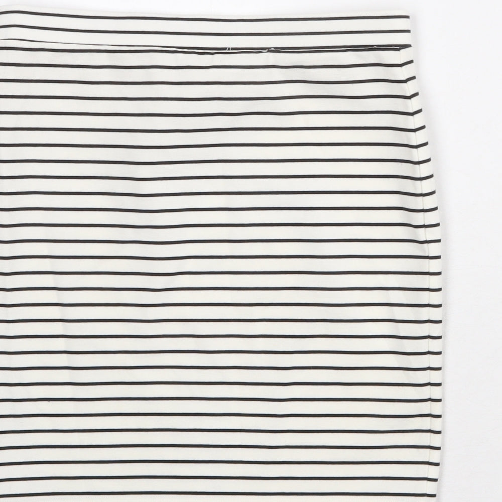 Miss Selfridge Womens White Striped Polyester Bandage Skirt Size 12