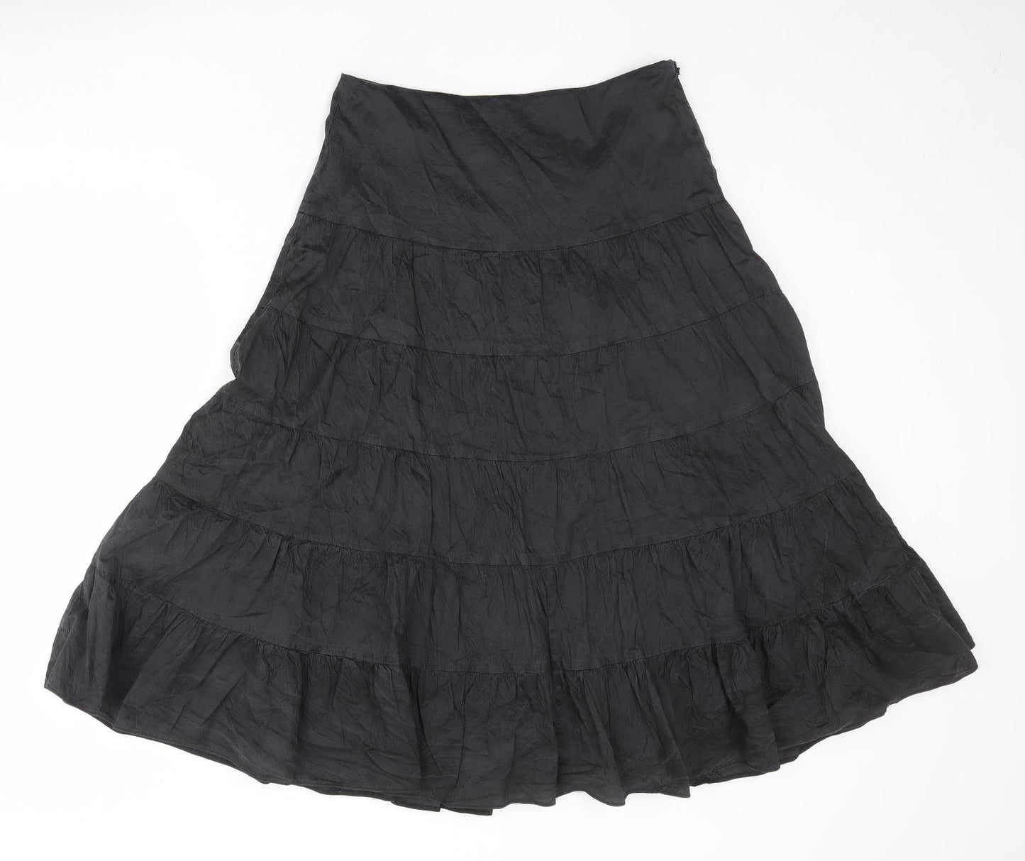 Monsoon Womens Black Silk Peasant Skirt Size 12 Zip