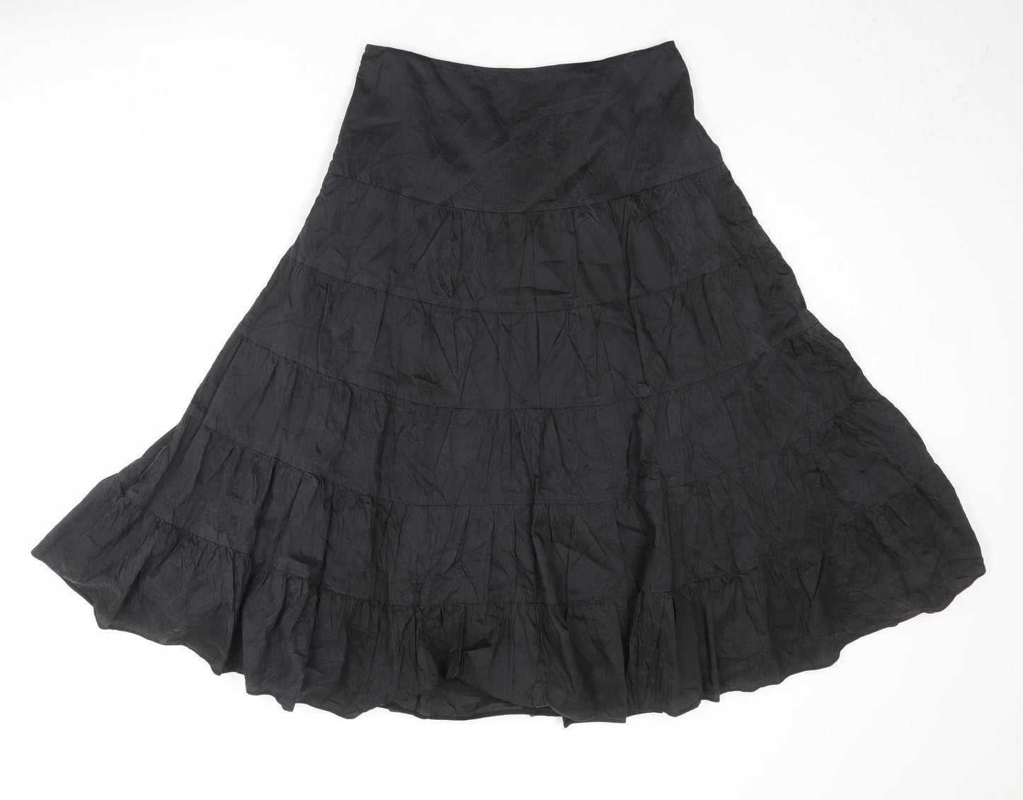 Monsoon Womens Black Silk Peasant Skirt Size 12 Zip